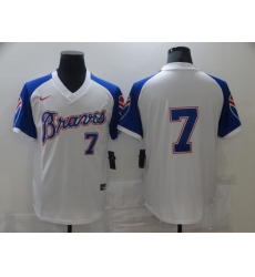 Men's Nike Atlanta Braves #7 Dansby Swanson White Stitched Baseball Jersey