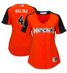 Women's Majestic St. Louis Cardinals #4 Yadier Molina Replica Orange National League 2017 MLB All-Star MLB Jersey