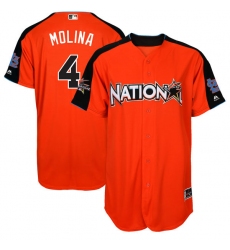 Youth Majestic St. Louis Cardinals #4 Yadier Molina Replica Orange National League 2017 MLB All-Star MLB Jersey