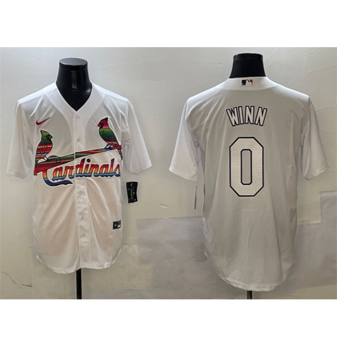 Men's St. Louis Cardinals #0 Masyn Winn White Cool Base Stitched Baseball Jersey