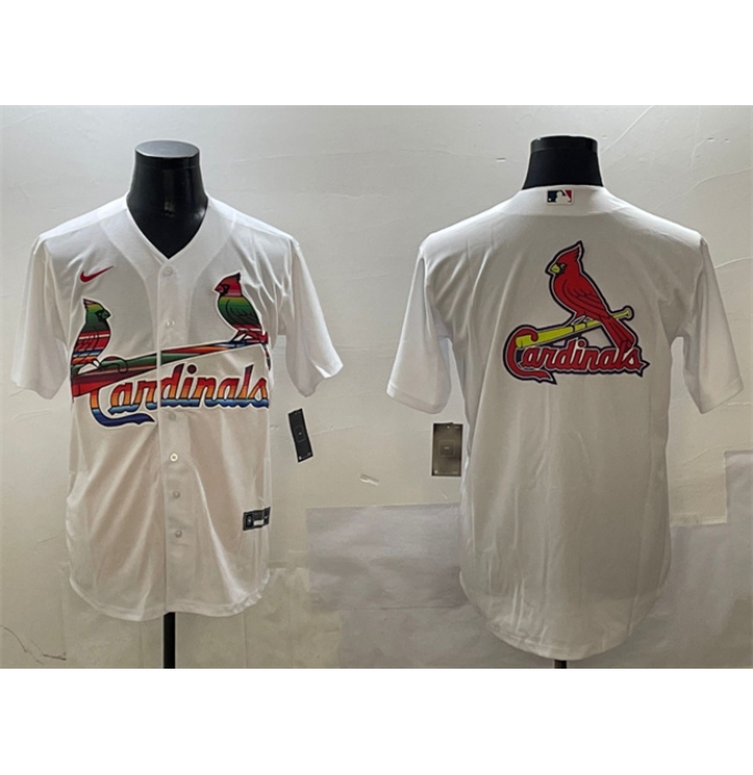 Men's St. Louis Cardinals Team Big Logo White Cool Base Stitched Baseball Jersey