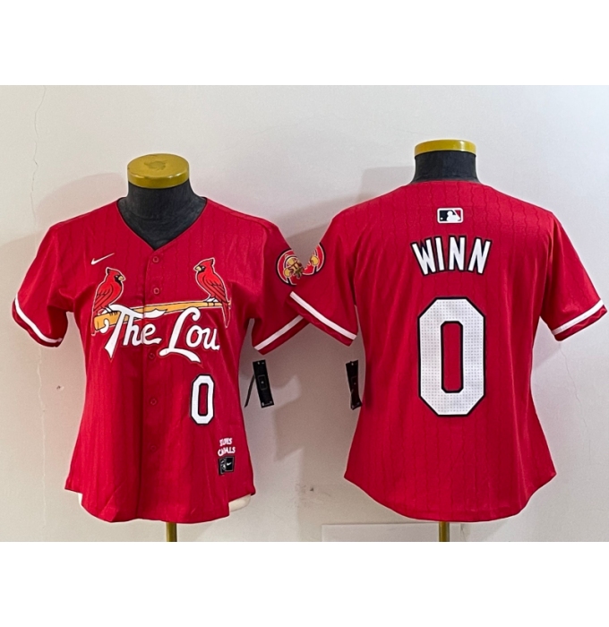 Women's St Louis Cardinals #0 Masyn Winn Red 2024 City Connect Limited Stitched Baseball Jersey