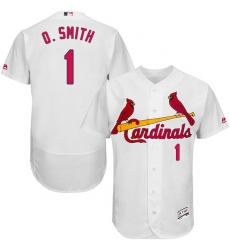 Men's Majestic St. Louis Cardinals #1 Ozzie Smith White Home Flex Base Authentic Collection MLB Jersey