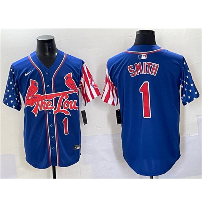 Men's St. Louis Cardinals #1 Ozzie Smith Royal Independence Day Vapor Premier Limited Stitched Baseball Jersey