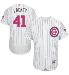 Men's Majestic Chicago Cubs #41 John Lackey Authentic White 2016 Mother's Day Fashion Flex Base MLB Jersey