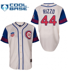 Men's Majestic Chicago Cubs #44 Anthony Rizzo Replica Cream/Blue 1942 Turn Back The Clock MLB Jersey