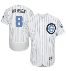 Men's Majestic Chicago Cubs #8 Andre Dawson Authentic White 2016 Father's Day Fashion Flex Base MLB Jersey