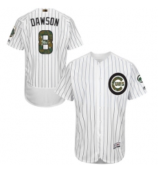Men's Majestic Chicago Cubs #8 Andre Dawson Authentic White 2016 Memorial Day Fashion Flex Base MLB Jersey