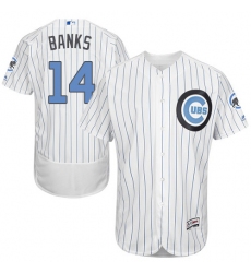 Men's Majestic Chicago Cubs #14 Ernie Banks Authentic White 2016 Father's Day Fashion Flex Base MLB Jersey
