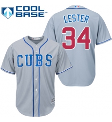 Women's Majestic Chicago Cubs #34 Jon Lester Replica Grey Alternate Road MLB Jersey