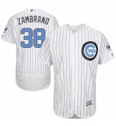 Men's Majestic Chicago Cubs #38 Carlos Zambrano Authentic White 2016 Father's Day Fashion Flex Base MLB Jersey