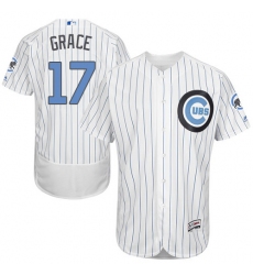 Men's Majestic Chicago Cubs #17 Mark Grace Authentic White 2016 Father's Day Fashion Flex Base MLB Jersey