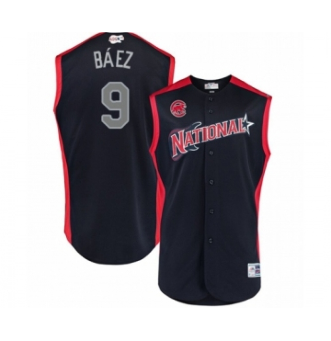 Men's Chicago Cubs #9 Javier Baez Authentic Navy Blue National League 2019 Baseball All-Star Jersey