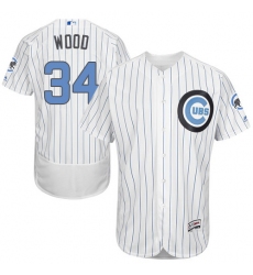 Men's Majestic Chicago Cubs #34 Kerry Wood Authentic White 2016 Father's Day Fashion Flex Base MLB Jersey