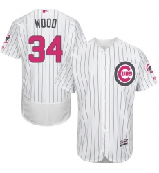 Men's Majestic Chicago Cubs #34 Kerry Wood Authentic White 2016 Mother's Day Fashion Flex Base MLB Jersey