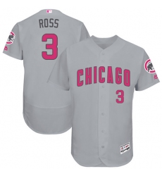 Men's Majestic Chicago Cubs #3 David Ross Grey Mother's Day Flexbase Authentic Collection MLB Jersey