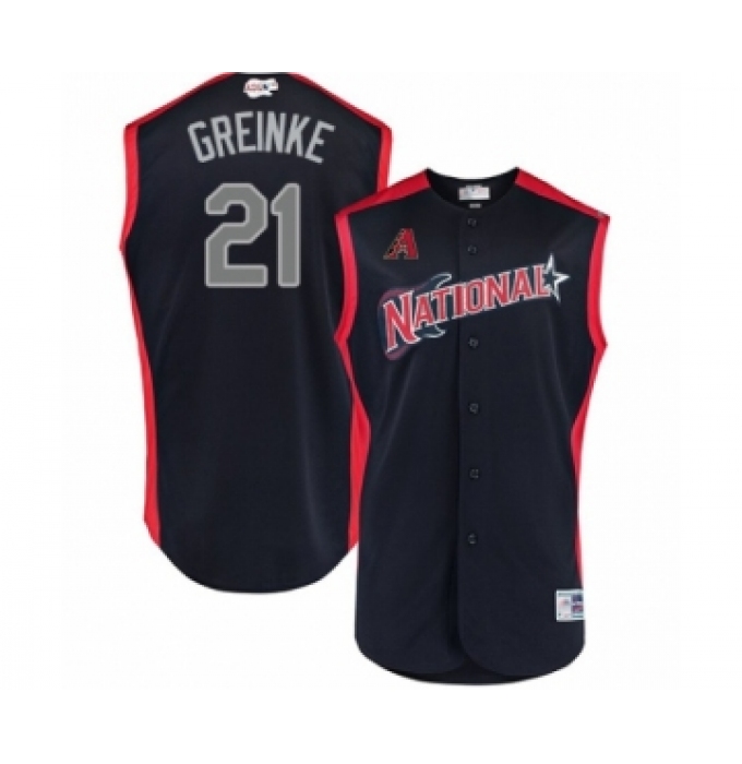 Men's Arizona Diamondbacks #21 Zack Greinke Authentic Navy Blue National League 2019 Baseball All-Star Jersey