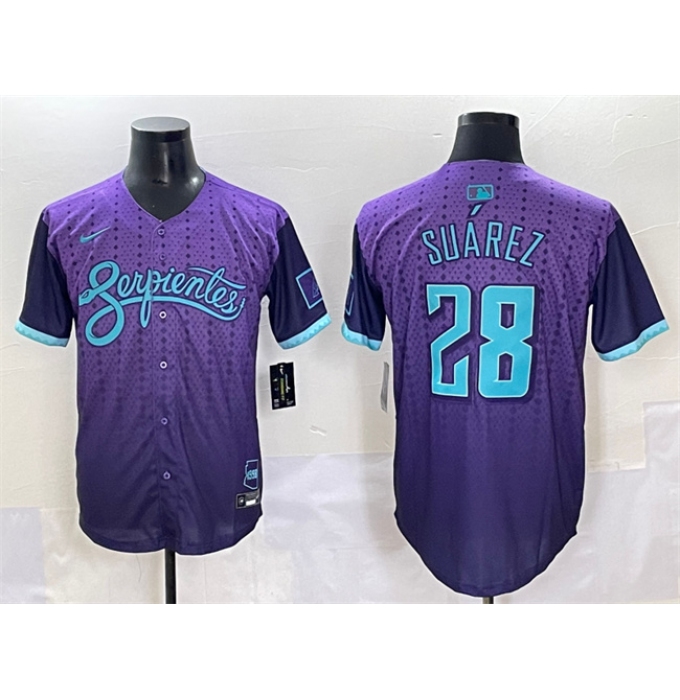 Men's Arizona Diamondbacks #28 Eugenio Suárez Purple 2025 City Connect Limited Stitched Baseball Jersey