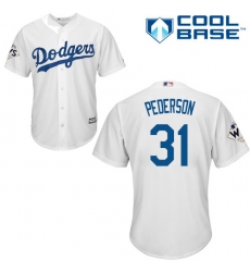 Youth Majestic Los Angeles Dodgers #31 Joc Pederson Authentic White Home 2017 World Series Bound Cool Base MLB Jersey