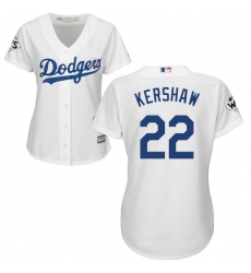 Women's Majestic Los Angeles Dodgers #22 Clayton Kershaw Replica White Home 2017 World Series Bound Cool Base MLB Jersey