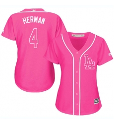 Women's Majestic Los Angeles Dodgers #4 Babe Herman Replica Pink Fashion Cool Base MLB Jersey