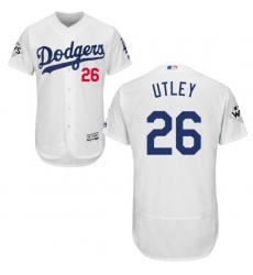 Men's Majestic Los Angeles Dodgers #26 Chase Utley Authentic White Home 2017 World Series Bound Flex Base MLB Jersey