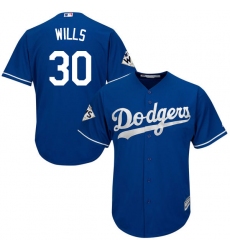 Men's Majestic Los Angeles Dodgers #30 Maury Wills Replica Royal Blue Alternate 2017 World Series Bound Cool Base MLB Jersey