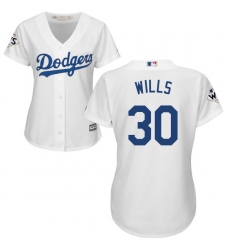 Women's Majestic Los Angeles Dodgers #30 Maury Wills Replica White Home 2017 World Series Bound Cool Base MLB Jersey