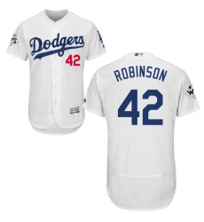 Men's Majestic Los Angeles Dodgers #42 Jackie Robinson Authentic White Home 2017 World Series Bound Flex Base MLB Jersey