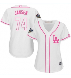 Women's Majestic Los Angeles Dodgers #74 Kenley Jansen Authentic White Fashion Cool Base 2018 World Series MLB Jersey