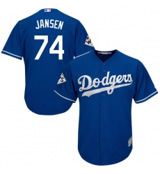 Youth Majestic Los Angeles Dodgers #74 Kenley Jansen Replica Royal Blue Alternate 2017 World Series Bound Cool Base MLB Jersey
