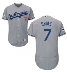 Men's Majestic Los Angeles Dodgers #7 Julio Urias Authentic Grey Road 2017 World Series Bound Flex Base MLB Jersey