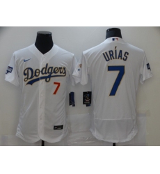 Men's Nike Los Angeles Dodgers #7 Julio Urias White World Series Champions Authentic Jersey