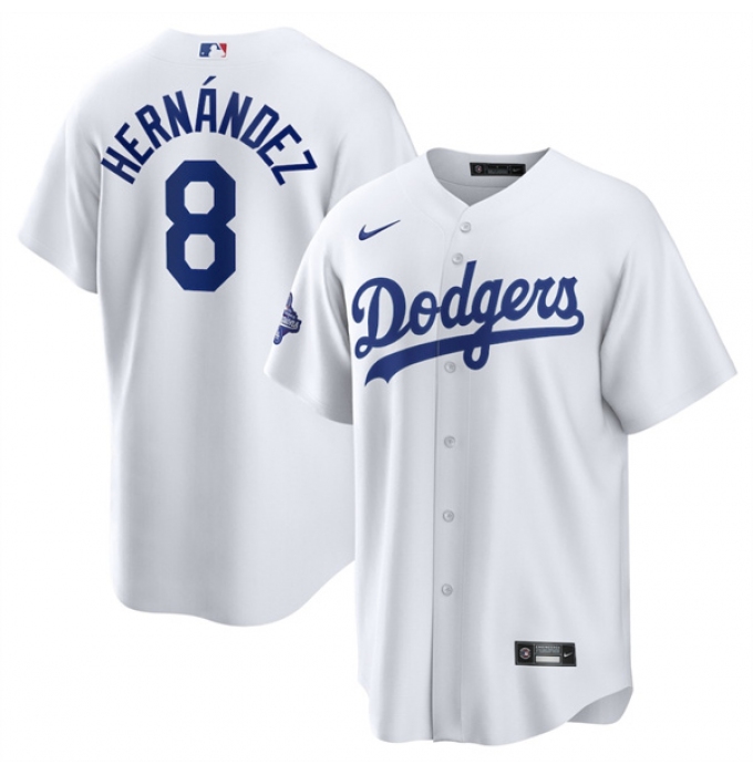 Men's Los Angeles Dodgers #8 Enrique Hernandez White 2025 World Series Champions Stitched Baseball Jersey