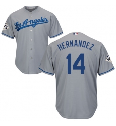 Men's Majestic Los Angeles Dodgers #14 Enrique Hernandez Replica Grey Road 2017 World Series Bound Cool Base MLB Jersey