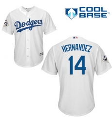 Youth Majestic Los Angeles Dodgers #14 Enrique Hernandez Replica White Home 2017 World Series Bound Cool Base MLB Jersey