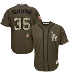 Men's Majestic Los Angeles Dodgers #35 Cody Bellinger Replica Green Salute to Service MLB Jersey