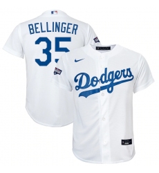 Youth Los Angeles Dodgers #35 Cody Bellinger Nike White 2020 World Series Champions Home Replica Player Jersey