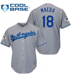 Men's Majestic Los Angeles Dodgers #18 Kenta Maeda Replica Grey Road 2017 World Series Bound Cool Base MLB Jersey