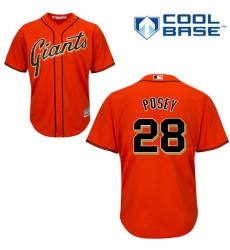 Youth Majestic San Francisco Giants #28 Buster Posey Authentic Orange Alternate Cool Base MLB Jersey
