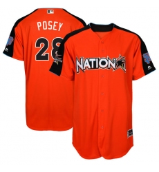 Youth Majestic San Francisco Giants #28 Buster Posey Authentic Orange National League 2017 MLB All-Star MLB Jersey