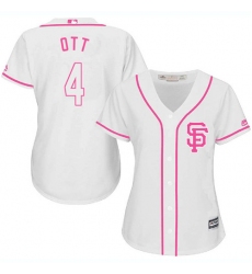 Women's Majestic San Francisco Giants #4 Mel Ott Replica White Fashion Cool Base MLB Jersey