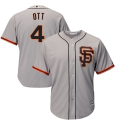 Youth Majestic San Francisco Giants #4 Mel Ott Replica Grey Road 2 Cool Base MLB Jersey