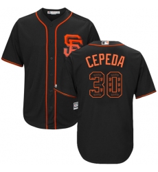 Men's Majestic San Francisco Giants #30 Orlando Cepeda Authentic Black Team Logo Fashion Cool Base MLB Jersey