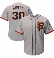 Men's Majestic San Francisco Giants #30 Orlando Cepeda Replica Grey Road 2 Cool Base MLB Jersey