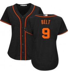 Women's Majestic San Francisco Giants #9 Brandon Belt Replica Black Alternate Cool Base MLB Jersey