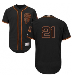 Men's Majestic San Francisco Giants #21 Deion Sanders Black Alternate Flex Base Authentic Collection MLB Jersey