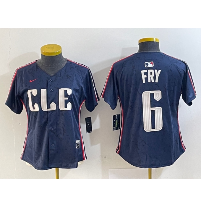 Women's Cleveland Guardians #6 David Fry Navy 2024 City Connect Limited Stitched Jerseys