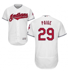 Men's Majestic Cleveland Indians #29 Satchel Paige White Home Flex Base Authentic Collection MLB Jersey