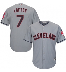 Youth Majestic Cleveland Indians #7 Kenny Lofton Replica Grey Road Cool Base MLB Jersey